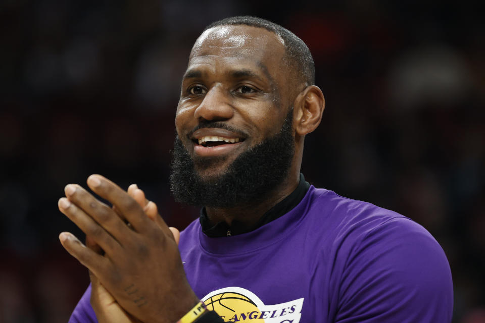 LeBron James will be closing in on Kareem Abdul-Jabbar's scoring record on Monday.  (Photo by Steph Chambers/Getty Images)