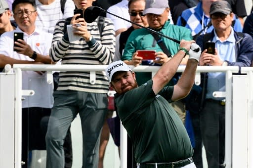 Ireland's Shane Lowry tees off during the third round of the Hong Kong Open