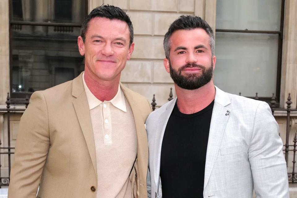 <p>Darren Gerrish/WireImage</p> Luke Evans and his partner Fran Tomas attend the Royal Academy of Arts Summer Exhibition Preview Party at Burlington House on June 6, 2023