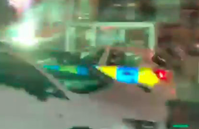 Fireworks were aimed at a police car in Birmingham. (SWNS)