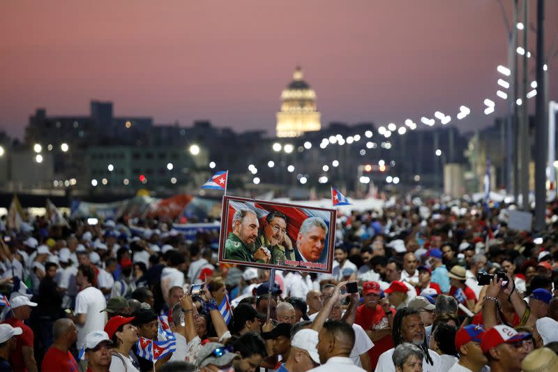 Cubans celebrate the International Labor Day a few days after in Havana