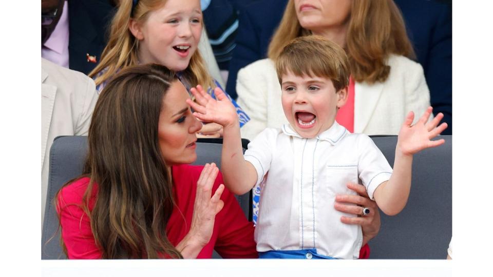 Princess Kate and Prince Louis attend the Platinum Pageant on The Mall on June 5, 2022 in London