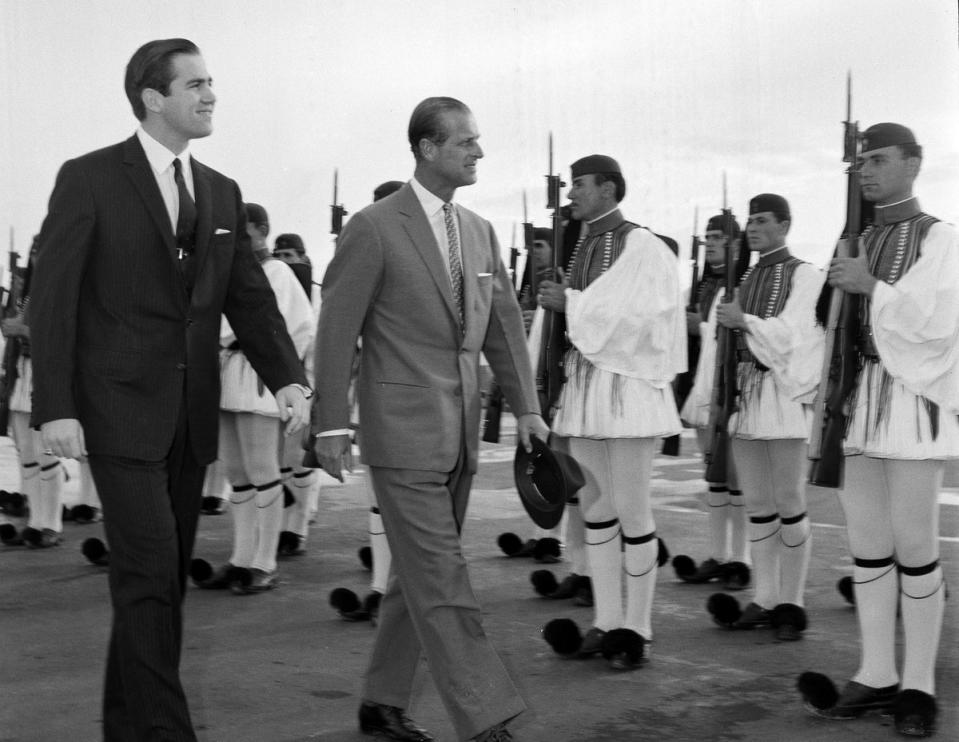 King Constantine II with Britain’s Prince Philip in Athens, 1965 (AP)