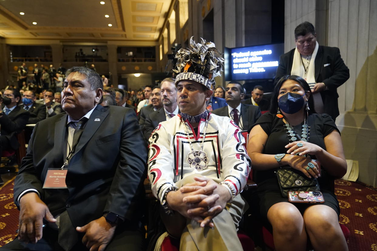 Audience members listen as President Biden speaks at the Tribal Nations Summit.