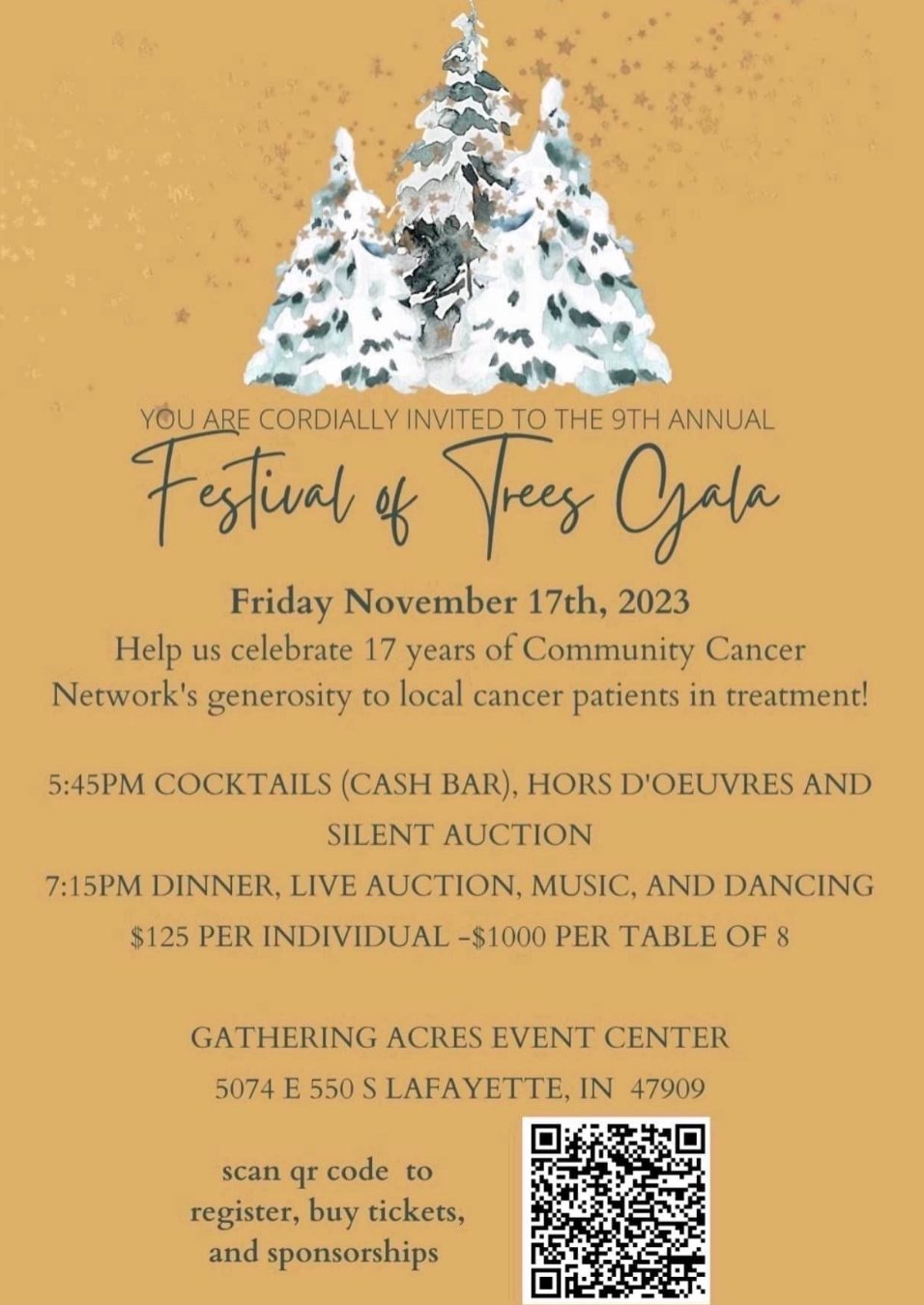 Tickets for the 2023 Festival of Trees Gala are sold out, but community members not in attendance can still bid on silent auction items through the link found on the Community Cancer Network Facebook page.