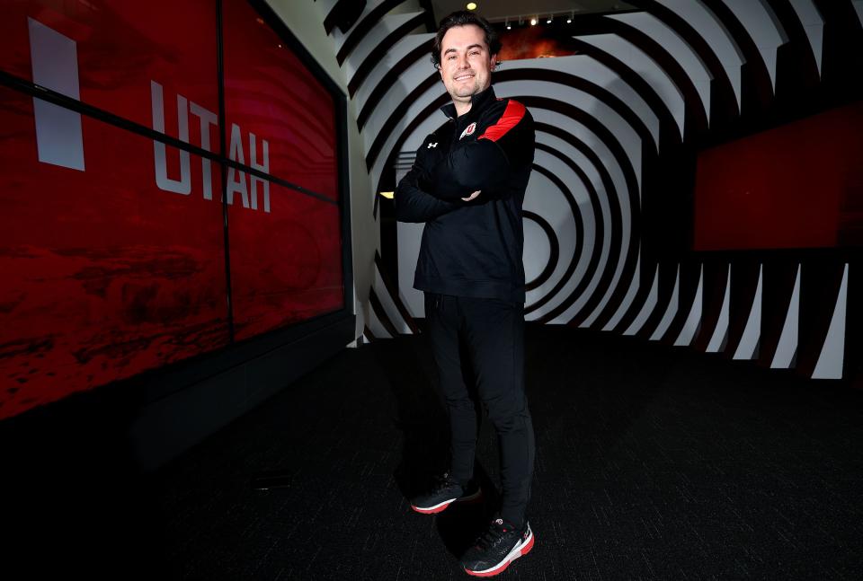 Nick Bolerjack, University of Utah Athletics director of social media, poses for a portrait at the Spence and Cleone Eccles Football Center in Salt Lake City on Tuesday, Nov. 7, 2023. | Kristin Murphy, Deseret News