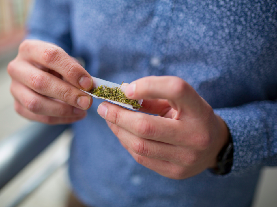 Man Rolling a Marijuana joint