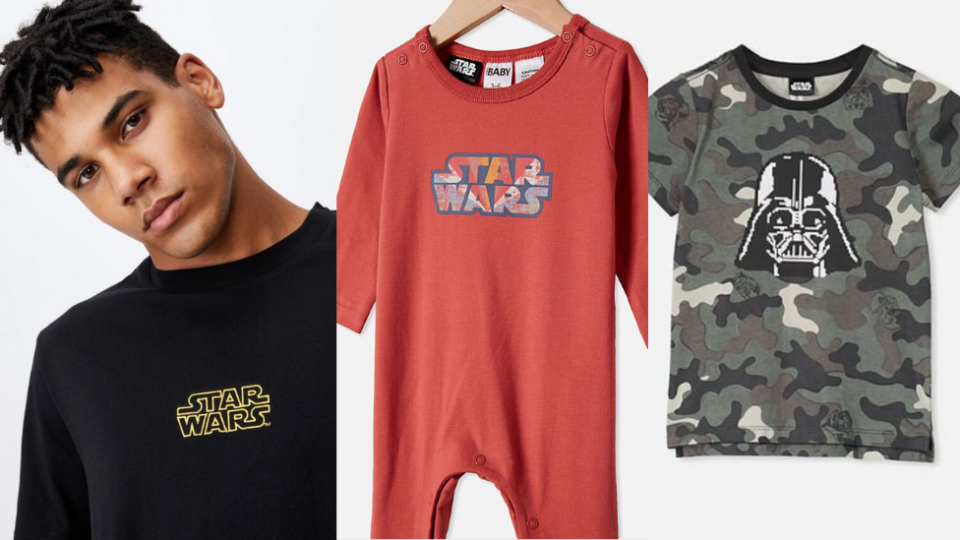 men's, babys and kids Star Wars tees from Cotton On