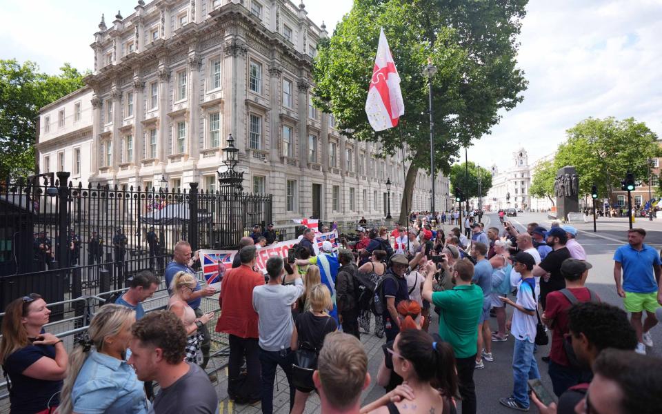 The crowd gathered and demanded the release of Robinson