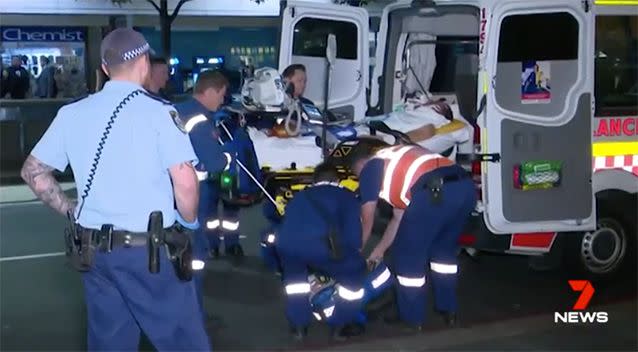 The man was taken in an ambulance with serious injuries. Source: 7 News