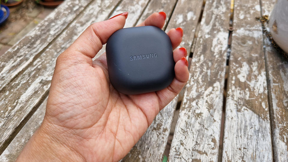 Samsung Galaxy Buds 2 Pro case in hand