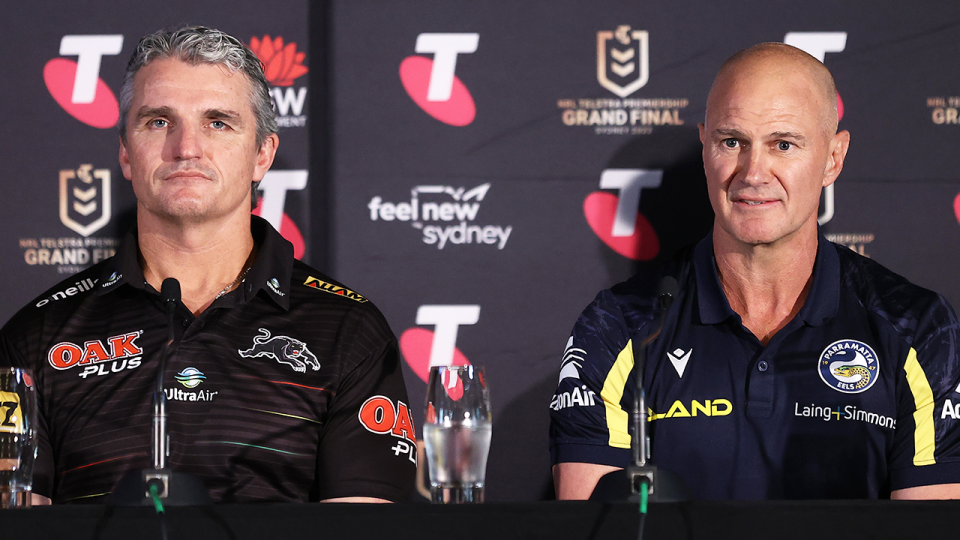 Brad Arthur (pictured right) and Ivan Cleary (pictured left) before the NRL grand final.