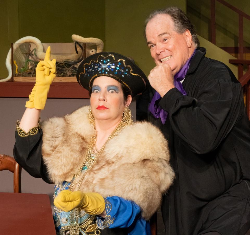 Malinda Villain plays the banished "Grand Duchess Olga of Russia" and Todd Magnusson plays "Boris Kilenkhov" in the comedy "You Can't Take It With You," on stage at Surfside Playhouse through May 14, 2023. Visit surfsideplayhouse.com.