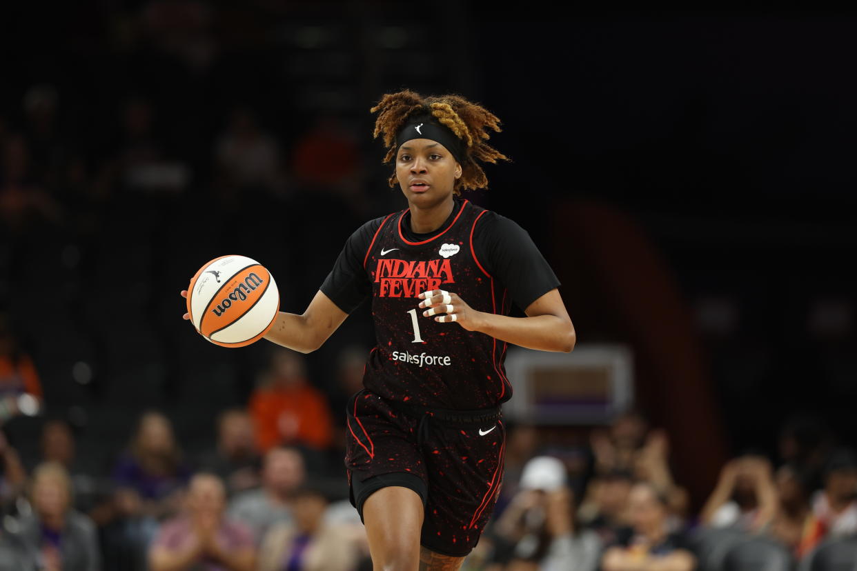 Indiana Fever's NaLyssa Smith will participate in Athletes Unlimited between her first and second WNBA seasons. (Christian Petersen/Getty Images)