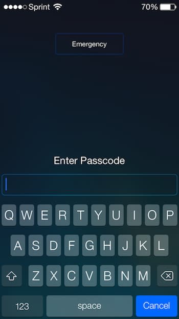 ios 7 complex passcode entry
