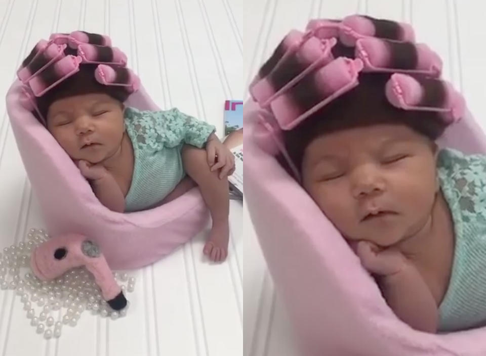 People are obsessed with this baby in hair rollers. (Photo: Jessie Marrero Photography)