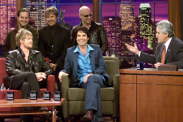 <p>Paul Drinkwater/NBCU Photo Bank/NBCUniversal via Getty</p> Train on The Tonight Show in 2002.