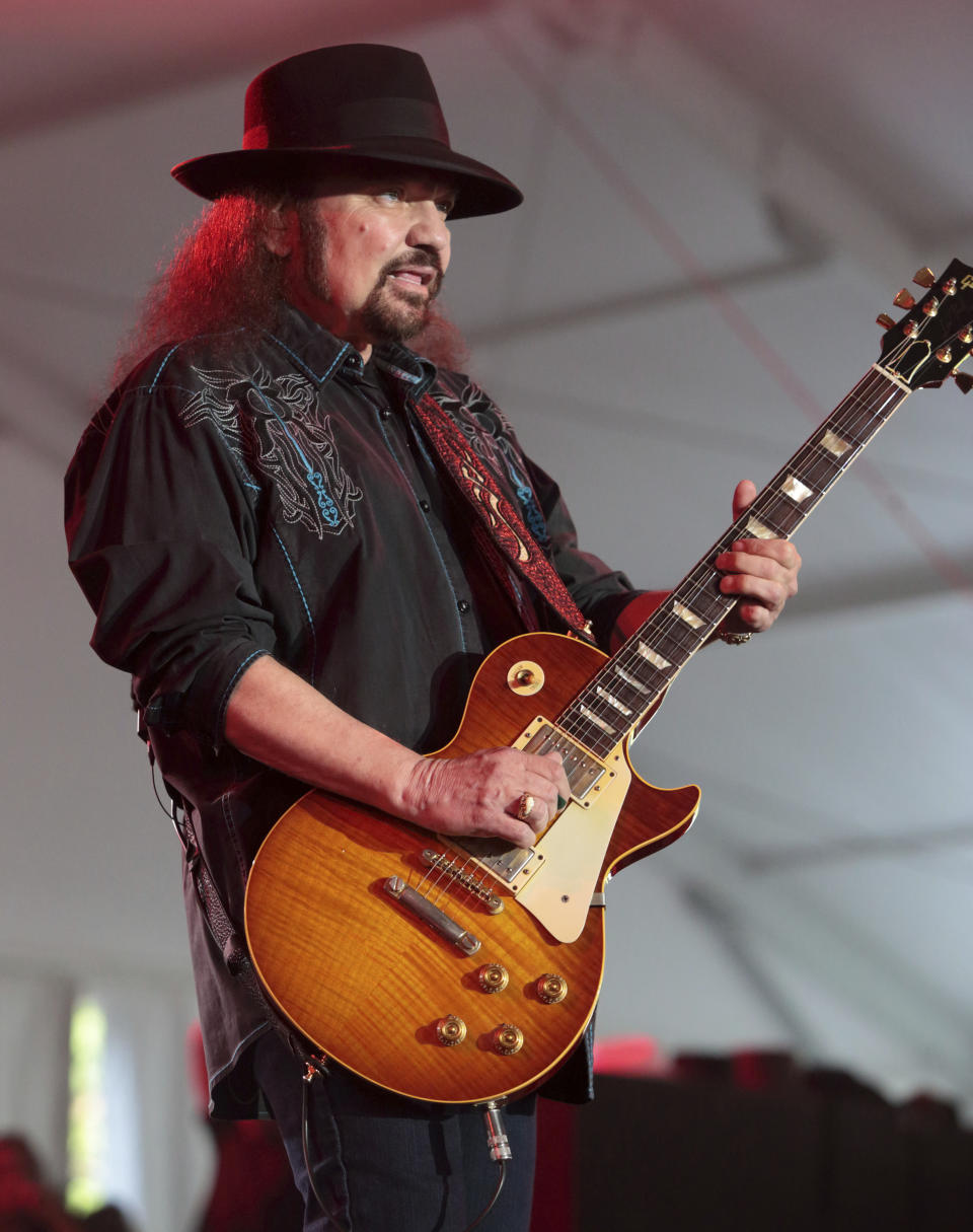 FILE - Gary Rossington of the band Lynyrd Skynyrd performs on Day 1 of the 2015 Big Barrel Country Music Festival at The Woodlands on Friday, June 26, 2015, in Dover, Del. Rossington, Lynyrd Skynyrd’s last surviving original member who also helped to found the group, died Sunday, March 5, 2023, at the age of 71. (Photo by Owen Sweeney/Invision/AP, File)