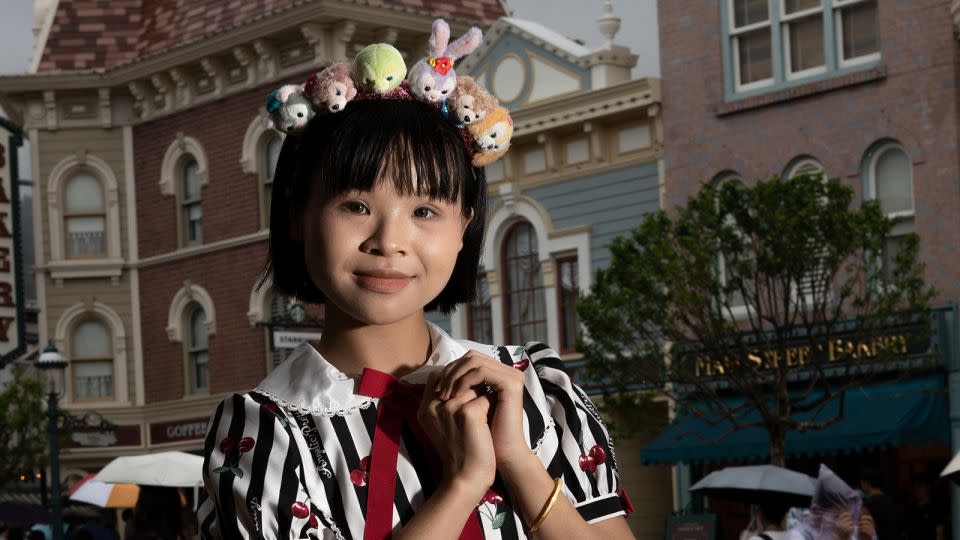 Linda Lee, 26, adds a Disney touch to her Lolita outfit with a "Duffy and Friends" headpiece. - Noemi Cassanelli/CNN