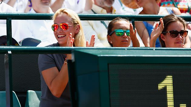 Vekic cheers on Stan at Wimbledon. Image: Getty