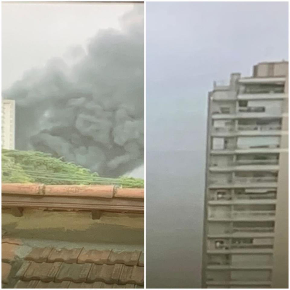 Incêndio tomou edifício na Zona Sul de São Paulo. (Foto: Reprodução/Globo News)