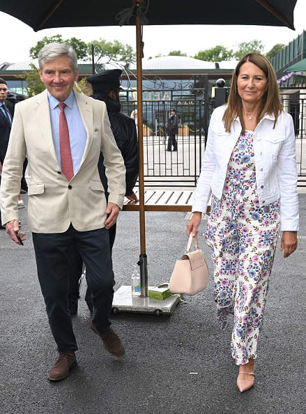 <div class="inline-image__caption"><p>Michael Middleton and Carole Middleton attend Day Three of Wimbledon 2022 at the All England Lawn Tennis and Croquet Club on June 29, 2022 in London, England.</p></div> <div class="inline-image__credit">Karwai Tang/WireImage</div>