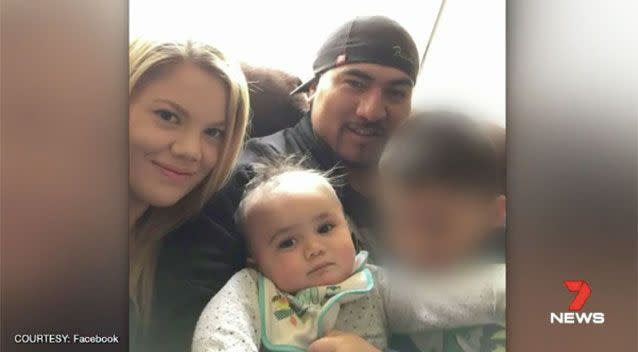 Nicole Thompson with her partner and children. Source: 7 News