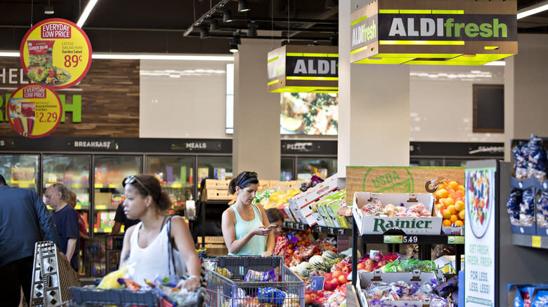 Aldi customers shopping