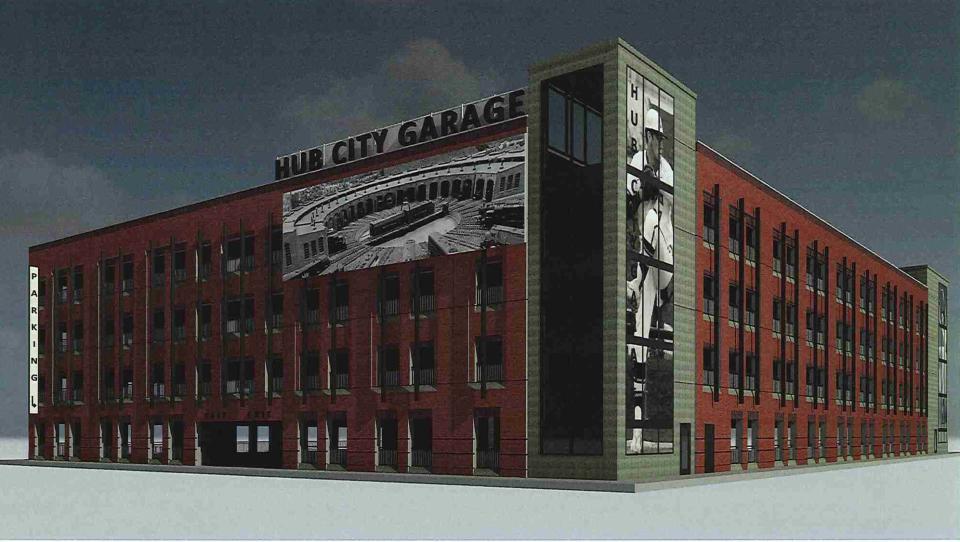 This artist rendering shows what a planned parking deck on Antietam Street in Hagerstown might look like. It would be steps away from a new baseball stadium being built along West Baltimore Street.