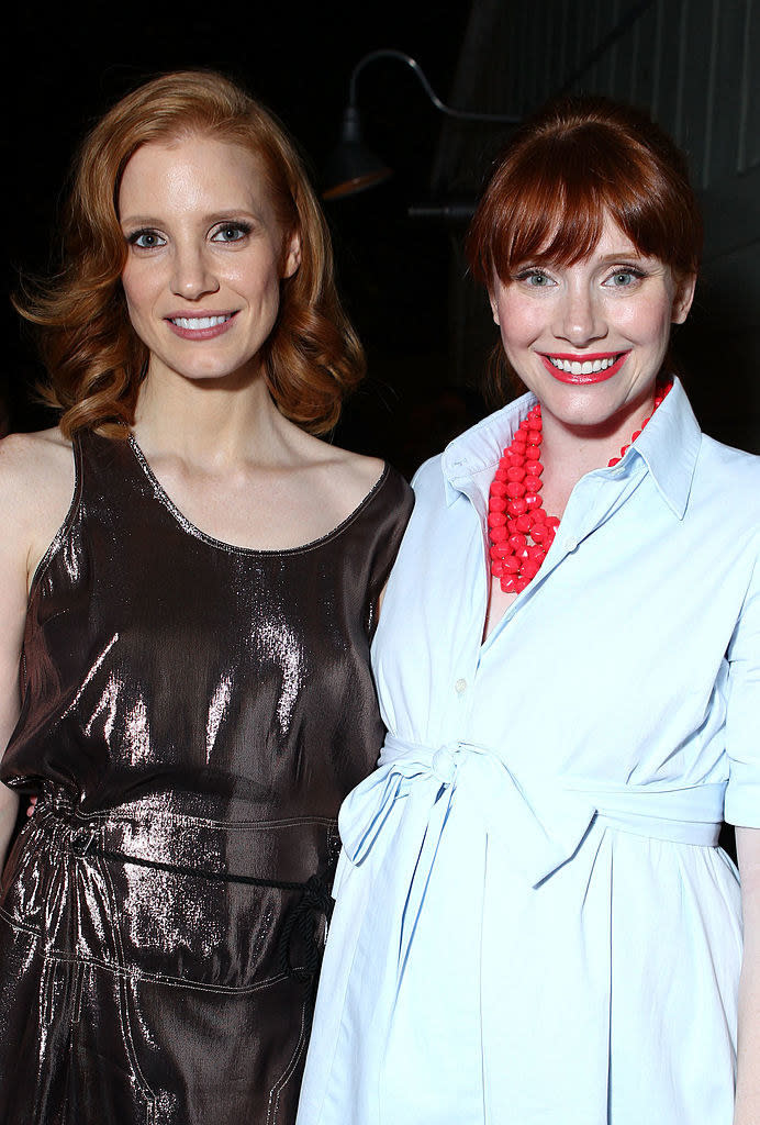 Jessica Chastain (L) and Bryce Dallas Howard attend kate spade new york and Bryce Dallas Howard's Celebration of Women In Film