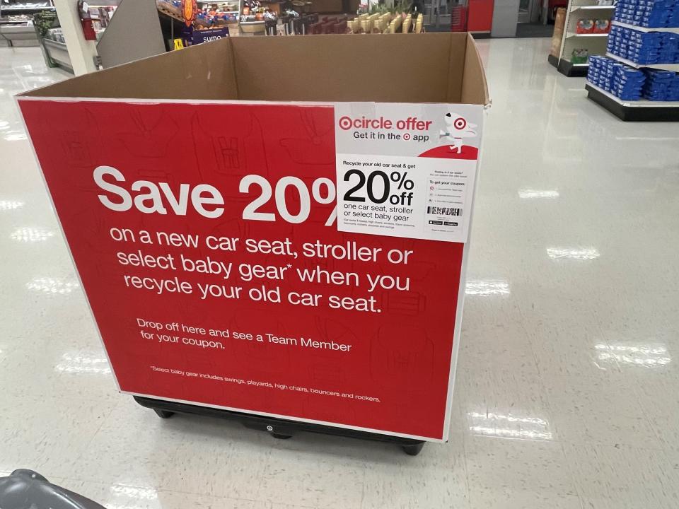 Target usually has car seat recycling events twice a year.