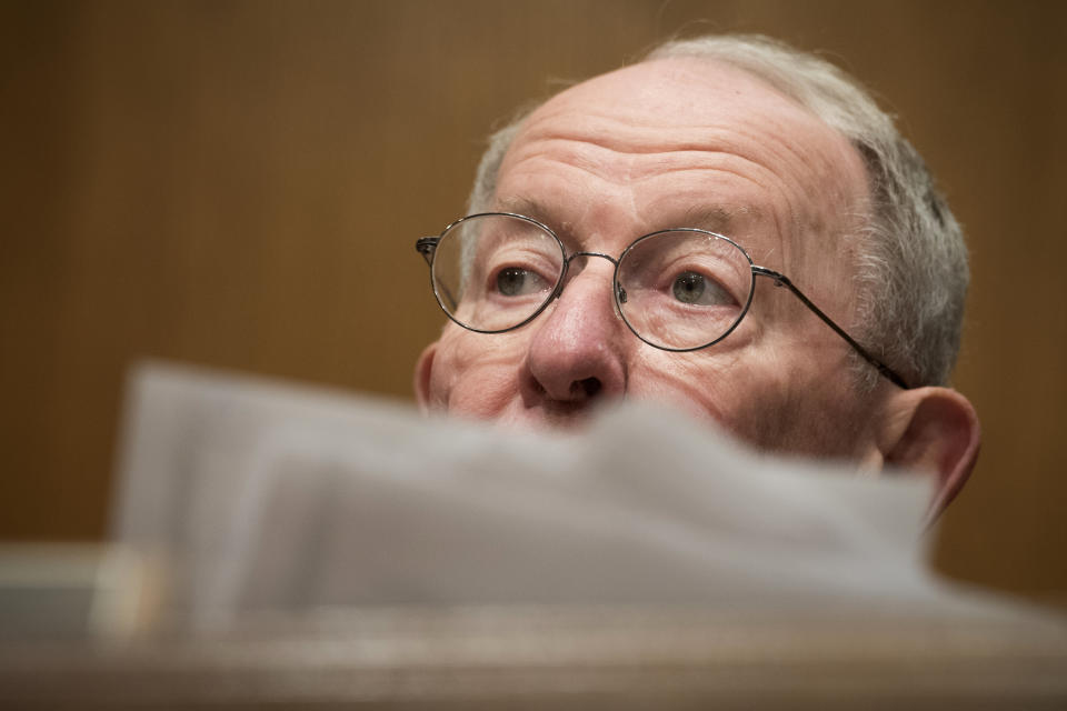 Senate Committee on Health, Education Labor and Pensions Chairman Lamar Alexander makes a statement to start the Hearing on Secretary of Labor nominee Eugene Scalia, on Capitol Hill, in Washington, Thursday, Sept. 19, 2019. (AP Photo/Cliff Owen)