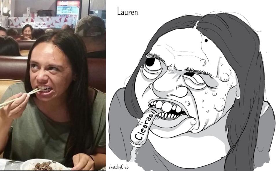 Este es quizá el retrato más cruel de todos los que encontramos, pero fue elegido como el favorito del caricaturista.