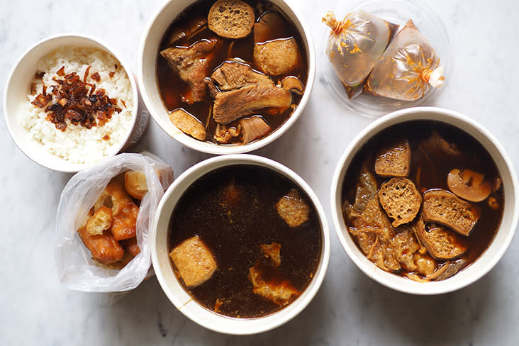 The 'bak kut teh' is packed in easy-to-heat-up and sturdy boxes