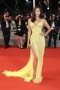 <p>The new mum made her red carpet return in a lemon yellow beaded gown by Atelier Versace.<br><i>[Photo: Getty]</i> </p>