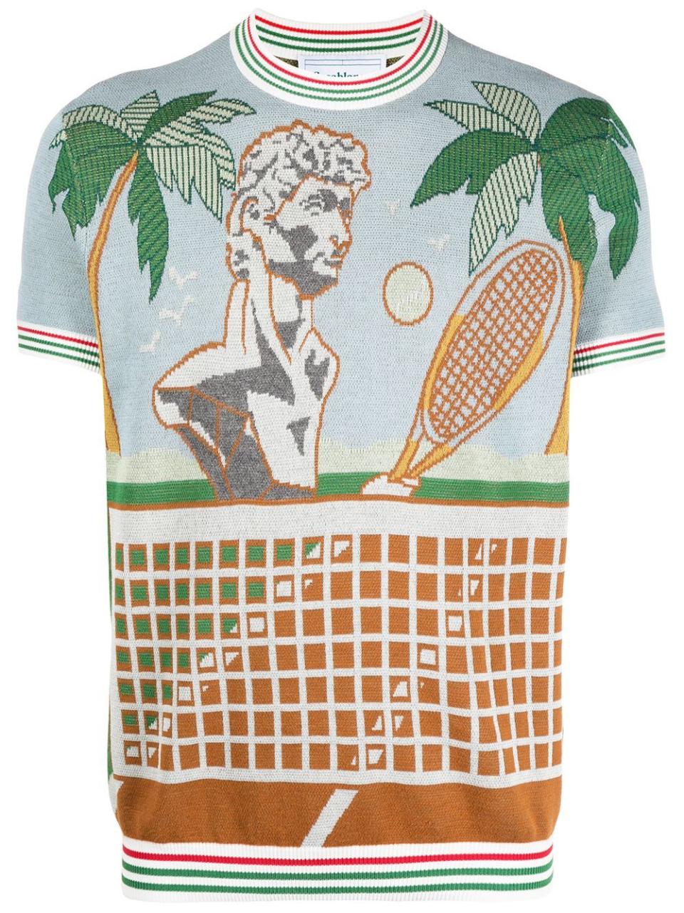 2) Tennis Court Print T-Shirt