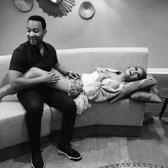 The expecting couple shares their pregnancy announcement with an adorable black and white Instagram in October 2015. 