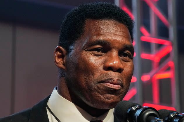 Republican Senate challenger Herschel Walker speaks during an election night watch party on Dec. 6, 2022. 