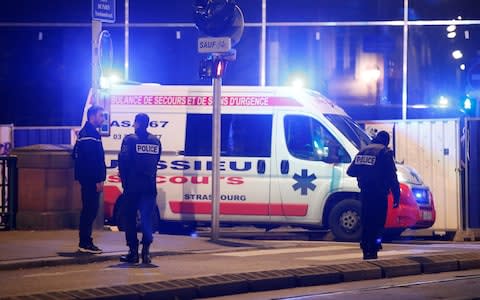 Police secure a street and the surrounding area after a shooting in Strasbourg - Credit: VINCENT KESSLER/Reuters