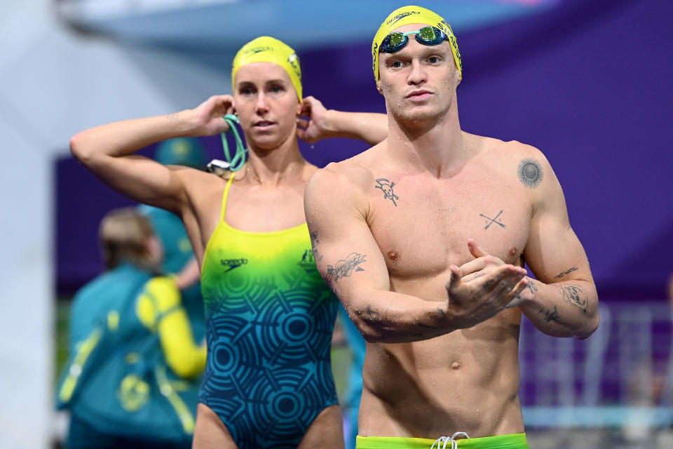 Emma McKeon and Cody Simpson, pictured here at the Commonwealth Games in Birmingham.