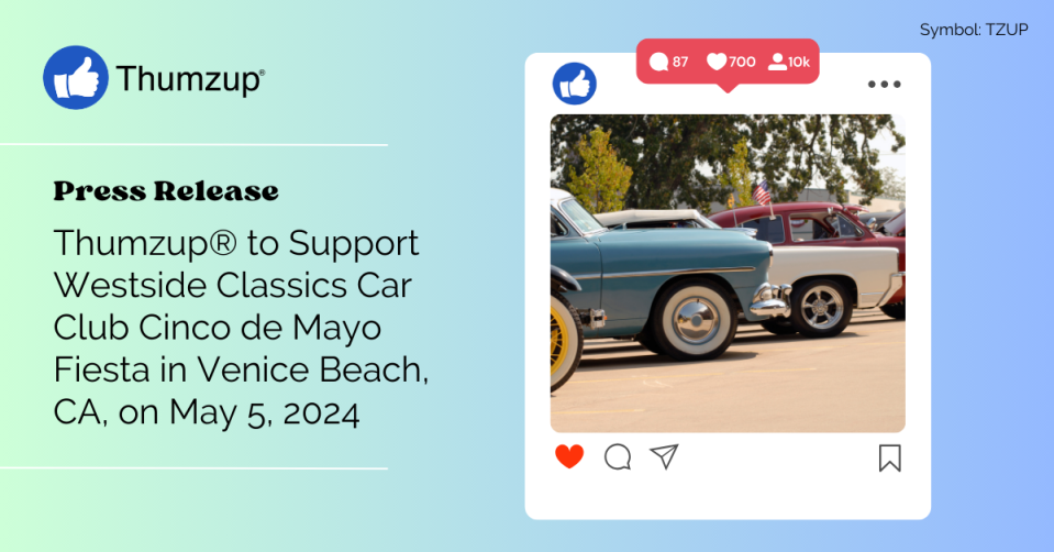 Thumzup® to Support Westside Classics Car Club Cinco de Mayo Fiesta in Venice Beach, CA