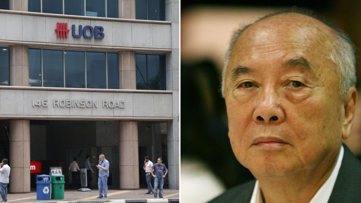 FILE PHOTOS: Wee Cho Yaw, former chairman and CEO of United Overseas Bank Group. (Photos: UOB building – Abdul Rahman Azhari/Yahoo News Singapore; Wee Cho Yaw/Reuters)
