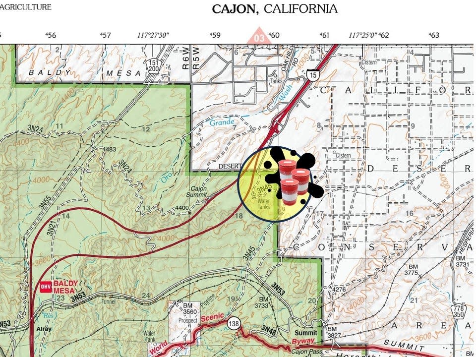 San Bernardino National Forest officials are seeking the public’s help in identifying those responsible for illegally dumping hundreds of gallons of motor oil on forest property south of Hesperia and near the Cajon Pass.