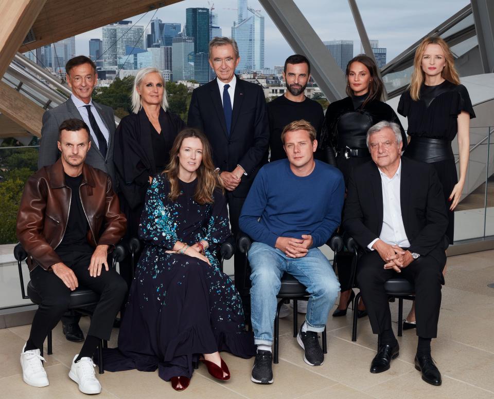 This year's jury includes (top row, from left) Jean-Paul Claverie, Maria Grazia Chiuri, Bernard Arnault, Nicolas Ghesquière, Alicia Vikander, Delphine Arnault, (bottom row, from left) Kris Van Assche, Clare Waight Keller, Jonathan Anderson, and Sidney Toledano