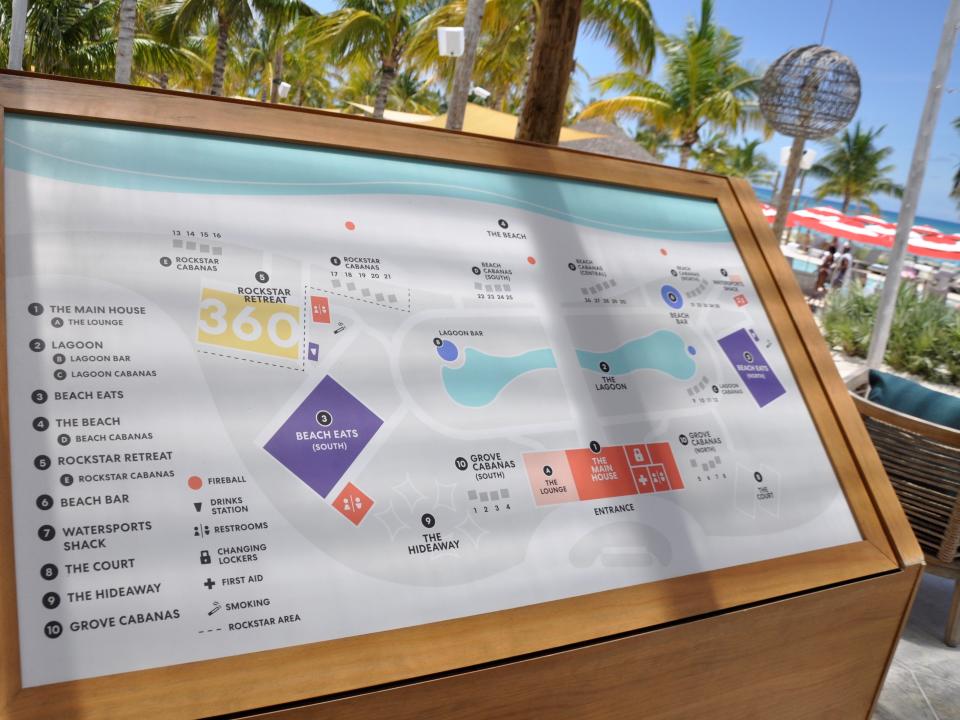 A map of the Bimini Beach Club