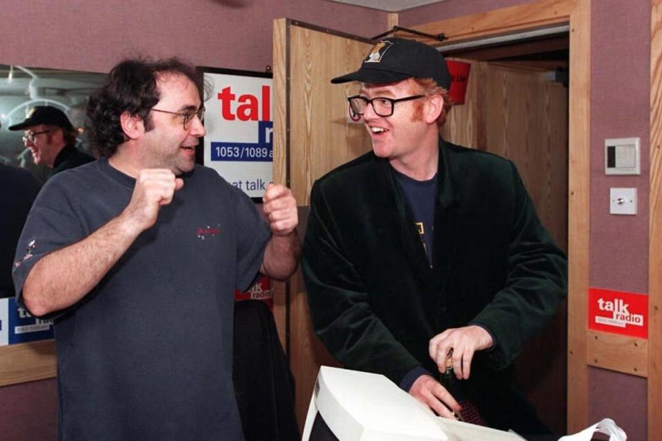 Chris Evans with Danny Baker in 1997 (PA)