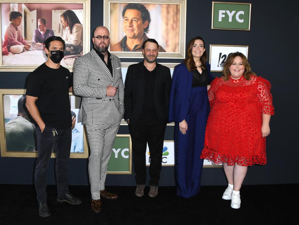 Milo Ventimiglia, Chris Sullivan, Dan Fogelman, Mandy Moore and Chrissy Metz at the 