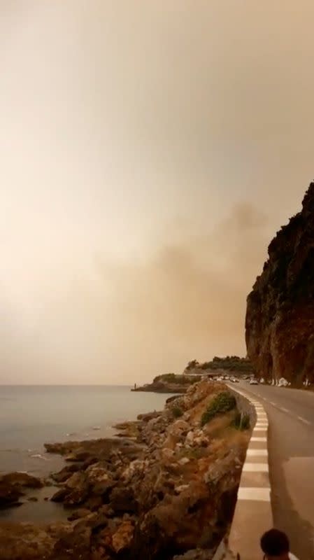 Smoke rises following a wildfire in Bejaia