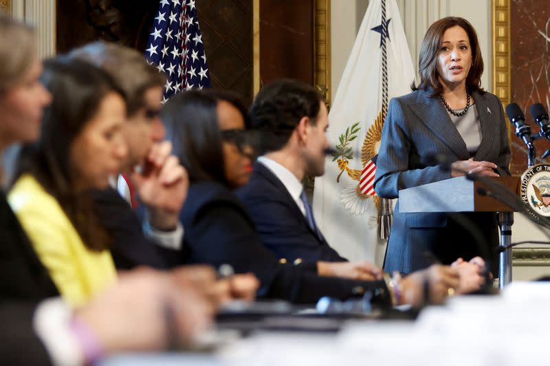 U.S. Vice President Harris meets with government officials and corporate leaders on immigration from Central America in Washington