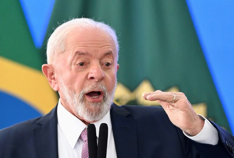 El presidente brasileño, Luiz Inacio Lula da Silva, habla durante en un evento en el Palacio de Planalto, en Brasilia, el 22 de abril de 2024 (EVARISTO SA)